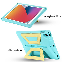 Coque en TPU antichoc avec béquille et bandoulière Vert menthe/jaune pour votre iPad 10.2 (2020)/(2019)/(2021)/Air 10.5 pouces (2019)/Pro 10.5-pouces (2017)