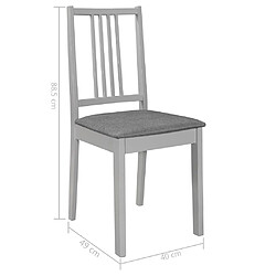 vidaXL Chaises à manger avec coussins lot de 6 gris bois solide pas cher