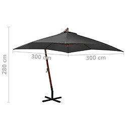 vidaXL Parasol de jardin suspendu avec mât Anthracite bois de sapin pas cher