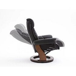 Inside 75 Fauteuil relax manuel IKER assise confortable en cuir noir piétement bois noyer pas cher