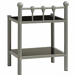 Acheter Maison Chic Table de chevet,Table de Nuit,Meuble de Rangement Gris et noir 45x34,5x60,5 cm Métal et verre