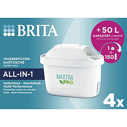 Avis BRITA Lot de 4 cartouches filtrantes Maxtra Pro All-in-1 ? Cartouche de rechange d'origine Brita pour réduire le calcaire, le chlore, les pesticides et les impuretés pour l'eau du robinet avec un