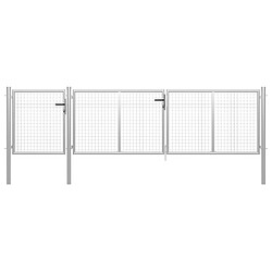 vidaXL Portail de jardin Acier 400 x 75 cm Argenté