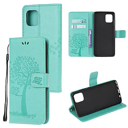 Etui en PU chouette avec support cyan pour votre Samsung Galaxy A81/Note 10 Lite/M60s