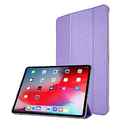 Etui en PU Texture de soie avec support tri-pliure violet pour votre Apple iPad Pro 12.9 pouces (2021)