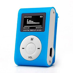 Universal Mini lecteur mp3 portable clip music support 32 Go micro SD TF LCD (bleu)