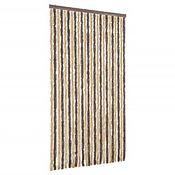 vidaXL Rideau anti-mouches marron foncé et beige 100x200 cm chenille