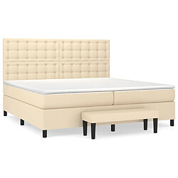 vidaXL Sommier à lattes de lit avec matelas Crème 200x200 cm Tissu