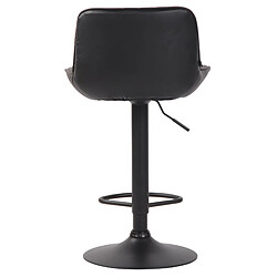 Decoshop26 Tabouret de bar chaise haute x1 en PVC noir coutures verticales support en métal noir 10_0005101 pas cher