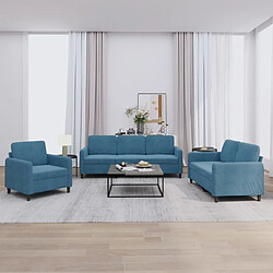 Maison Chic Ensemble de canapés 3 pcs, Canapé droit Sofa pour Salon bleu velours -GKD454097