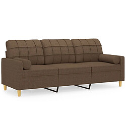 Avis Maison Chic Canapé 3 places avec oreillers,Sofa de Salon,Canapé droit décoratifs marron 180 cm tissu -GKD443109