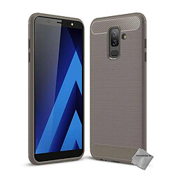 Htdmobiles Coque silicone gel carbone pour Samsung Galaxy A6+ Plus (2018) + film ecran - GRIS