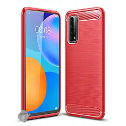 Htdmobiles Coque silicone gel carbone pour Huawei P Smart (2021) + film ecran - ROUGE