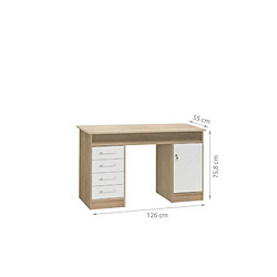 FINLANDEK Bureau TYO contemporain decor chene et blanc - L 126 cm