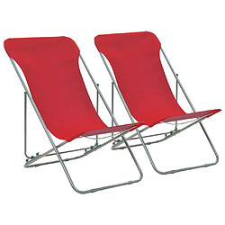 Maison Chic Lot de 2 Chaises de plage pliables | Chaises Relax d'extérieur Acier et tissu oxford Rouge -GKD70801