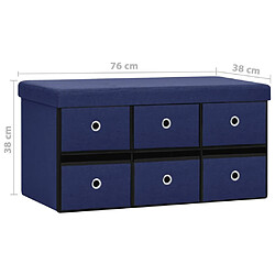 vidaXL Banc de rangement pliable Bleu 76x38x38 cm Faux lin pas cher