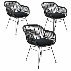 House Nordic 6 Fauteuils de jardin noirs TRIESTE