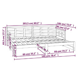 vidaXL Lit coulissant sans matelas noir 2x(90x200) cm pas cher