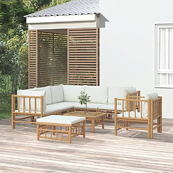 Maison Chic Salon de jardin 8 pcs + coussins - Mobilier/Meubles de jardin - Table et chaises d'extérieur blanc crème bambou -MN48006