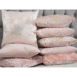 Beliani Lot de 2 coussins SILENE 45 x 45 cm Motif de plante Rose