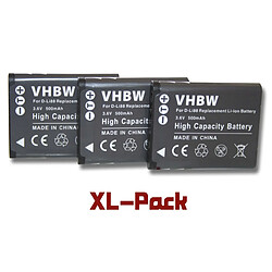 vhbw set de 3 batteries 500mAh pour appareil photo Pentax Optio i90, H90, P70, P80, NB1000, RS1000, WS80, W90 comme D-Li88.