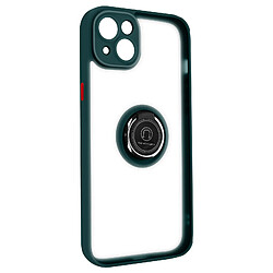 Avizar Coque pour iPhone 14 Plus Bi-matière Bague Métallique Support Vidéo vert