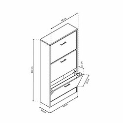 Mes Meuble à chaussures 3 abattants 63x23x120 cm blanc - MIRSA pas cher