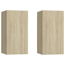 Maison Chic Meubles TV 2 pcs | Banc TV Moderne pour salon | Meuble de Rangement Chêne sonoma 30,5x30x60 cm Aggloméré -MN47670