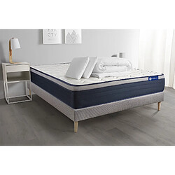 ACTISOM Pack prêt à dormir matelas Latex + Mémoire de forme ACTILATEX MAX 140x190 cm + sommier KIT gris + 2 oreillers + couette