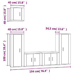 Acheter Helloshop26 Ensemble de meubles armoire buffet TV télévision salon chambre séjour 5 pièces brillant bois d'ingénierie blanc 02_0024918