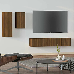 Maison Chic Ensemble de meubles TV 4 pcs | Banc TV Moderne pour salon | Meuble de Rangement - Chêne marron Bois d'ingénierie -MN33486