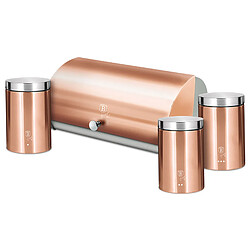 Ensemble Boîte à Pain + 3 Boîtes de Cuisine, Rangement, Acier Inoxydable, , Or Rose / Acier inoxydable, Berlinger Haus, Rose Gold