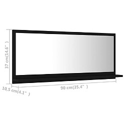 vidaXL Miroir de salle de bain Noir 90x10,5x37 cm Aggloméré pas cher