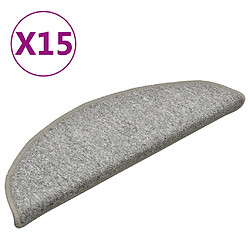 vidaXL Tapis de marches d'escalier 15 pcs Gris clair 56x17x3 cm