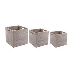 Aubry Gaspard Caisse de rangement en rotin patiné gris (lot de 3).