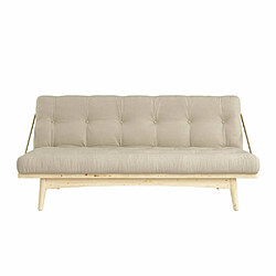 Inside 75 Banquette futon FOLK en pin massif coloris beige couchage 130 x 190 cm.