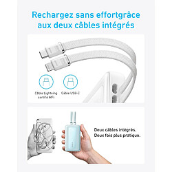 SANAG Zolo Powerbank, Batterie Externe Portable Rapide 30 W 10 000 Mah Avec Câbles Usb-C Et Lightning Certifié Mfi, 1 Usb-C, 1 Usb-A, Batterie Pour Iphone Séries 15/14, Macbook, Galaxy, Et Autres