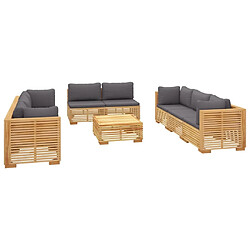 Avis Maison Chic Salon de jardin 9 pcs + coussins - Mobilier/Meubles de jardin - Table et chaises d'extérieur Bois de teck solide -MN96889