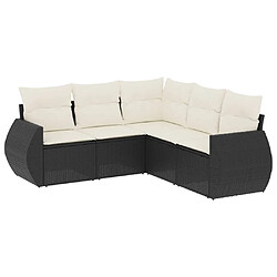 Maison Chic Salon de jardin 5 pcs avec coussins | Ensemble de Table et chaises | Mobilier d'Extérieur noir résine tressée -GKD32596