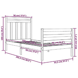 vidaXL Cadre de lit Bois massif 90x200 cm pas cher