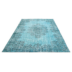 Avis Vidal Tapis de laine 259x180 Bleu Ultra Vintage