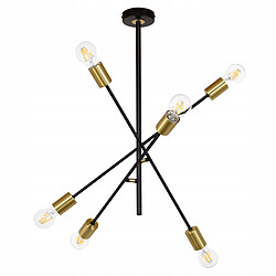 NETTLIFE Suspension Table à Manger Plafonnier Salon - Plafonnier Lampe de Salon Suspendue Lampe Suspendue Vintage 6 Ampoules E27 Suspension Noir Or