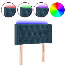 Maison Chic Tête de lit scandinave à LED,meuble de chambre Bleu foncé 83x16x78/88 cm Velours -MN10148