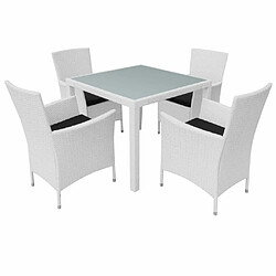 Maison Chic Salon de jardin 5 pcs - Table et chaises d'extérieur - Mobilier/Meubles de jardin Moderne Résine tressée Blanc-crème -MN14740