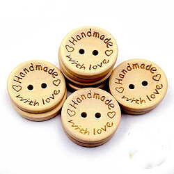 Wewoo 100 PCS / Set boutons de couleur naturelle en bois à la main lettre d'amour bouton craft bricolage bébé vêtements accessoires 15mm