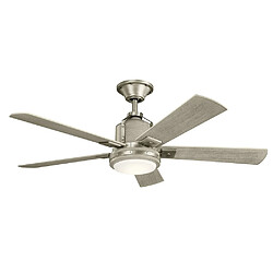 Elstead Lighting Ventilateur de plafond 5 pales 132 cm avec télécommande à lumière LED nickel brossé