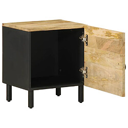 vidaXL Table de chevet noir 40x33,5x46 cm bois de manguier massif brut