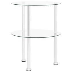 Avis vidaXL Table d'appoint 2 niveaux Transparent 38 cm Verre trempé