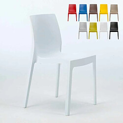 22 Chaises Rome Grand Soleil en polypropylène empilables pour bar et café, Couleur: Blanc