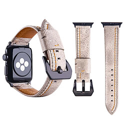 Wewoo Bracelet blanc pour Apple Watch Series 3 et 2 & 1 38mm Tiga ligne motif PU bande de montre-bracelet en cuir